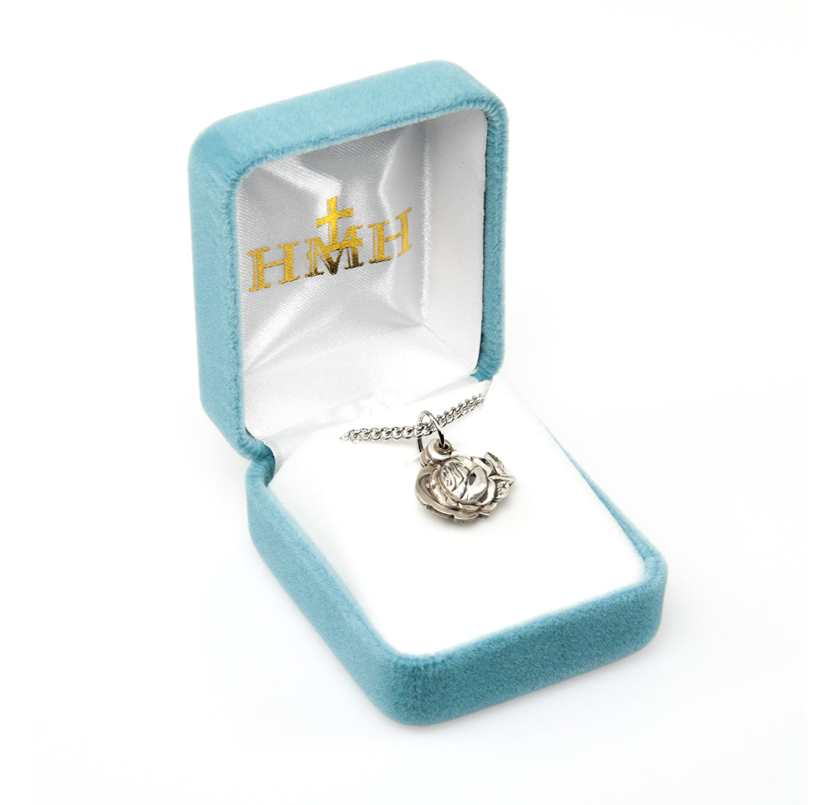 Sterling Silver Small Rose Bud Triple Slide Medal Pendant with Chain | .925 Silver
