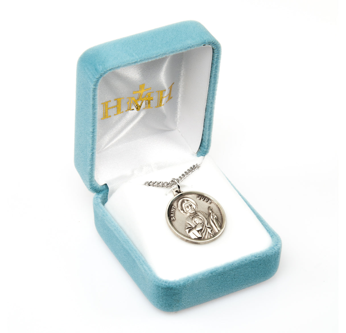 Saint Jude Round Sterling Silver Medal Pendant with Chain | .925 Silver