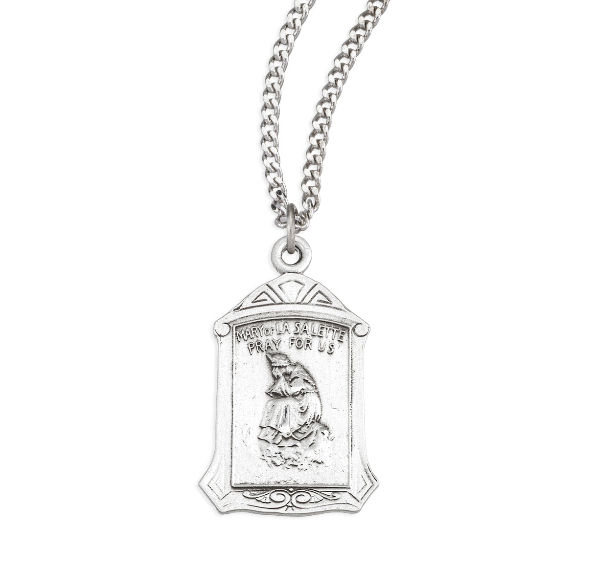 Sterling SIlver Our Lady of LaSalette Medal Pendant with Chain | .925 Silver