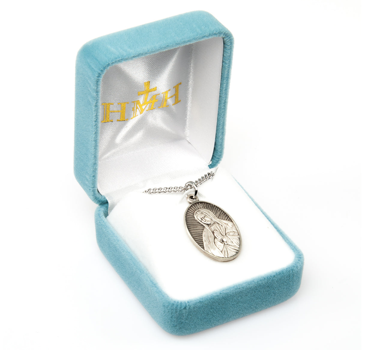 Our Lady of Guadalupe Oval Sterling Silver Medal Pendant with Chain | .925 Silver