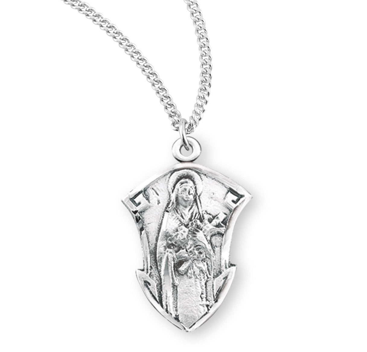 Saint Therese of Lisieux Sterling Silver Medal Pendant with Chain | .925 Silver