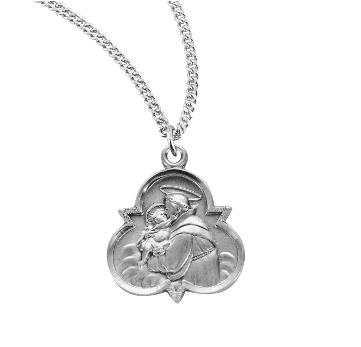 Saint Anthony Sterling Silver Medal Pendant with Chain | .925 Silver