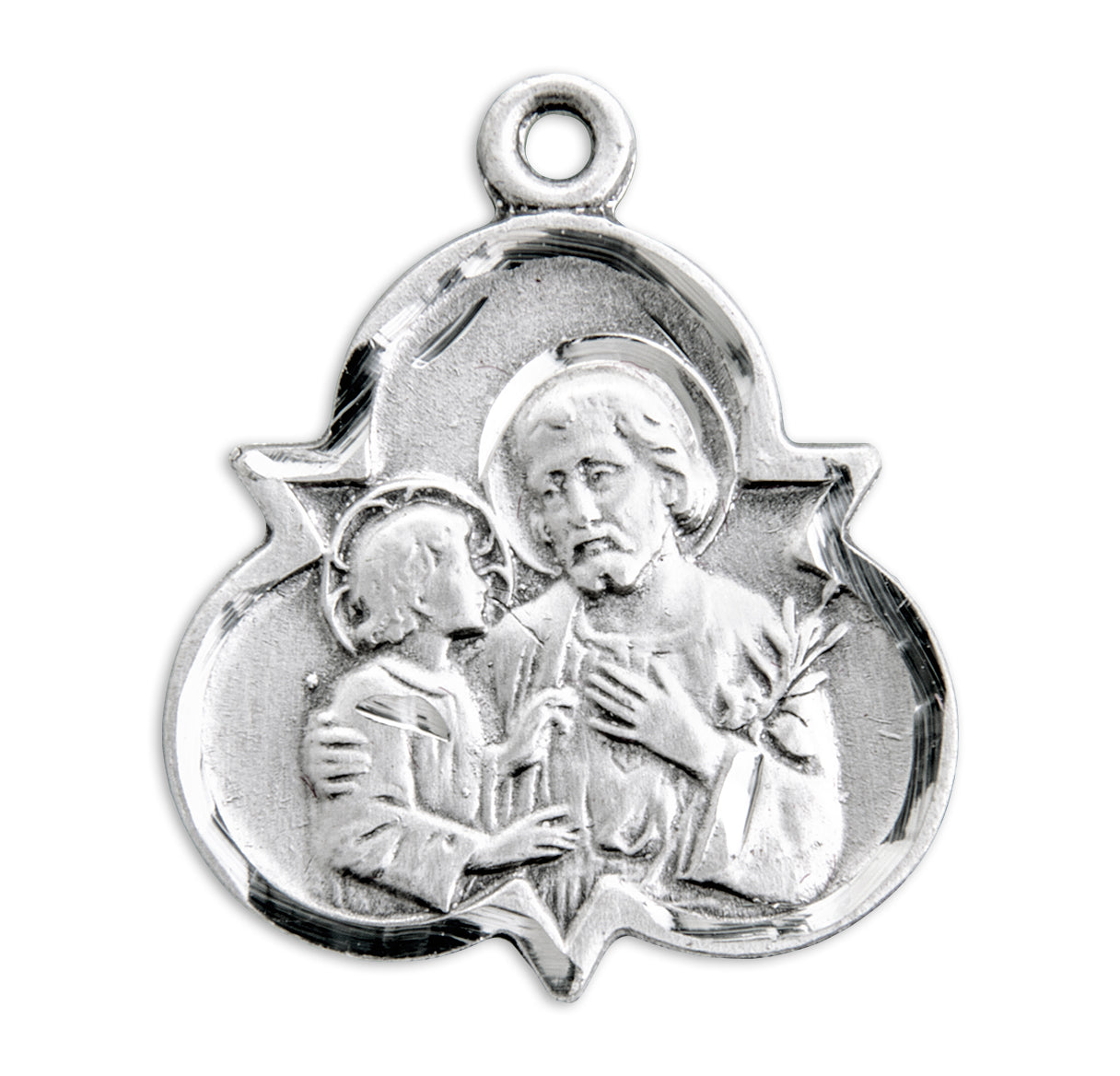 Saint Joseph Sterling Silver Trinity Symbol Medal Pendant with Chain | .925 Silver