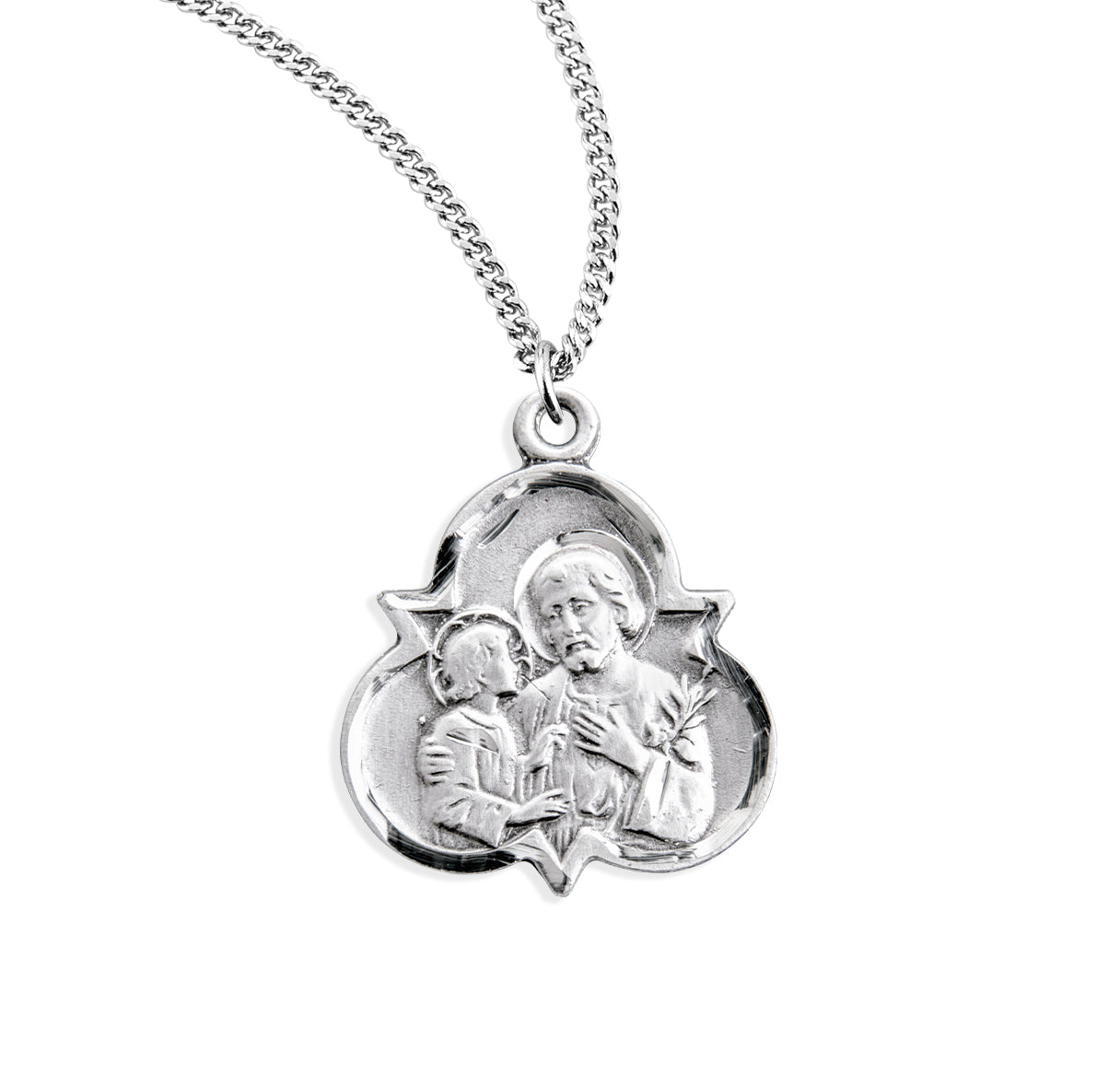 Saint Joseph Sterling Silver Trinity Symbol Medal Pendant with Chain | .925 Silver