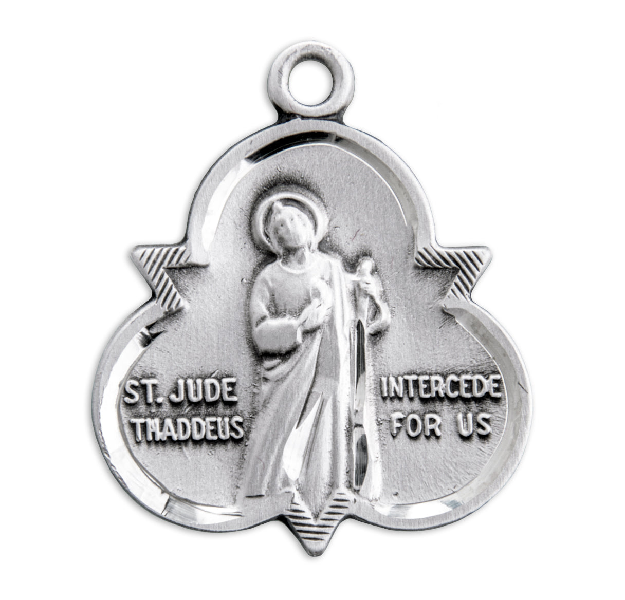 Saint Jude Thaddeus Sterling Silver Trinity Symbol Medal Pendant with Chain | .925 Silver