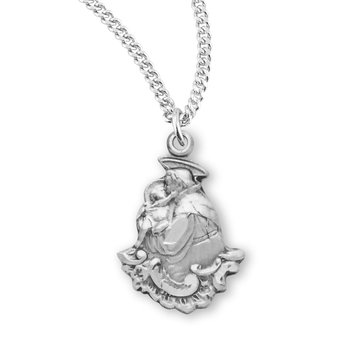 Saint Anthony Sterling Silver Medal Pendant with Chain | .925 Silver