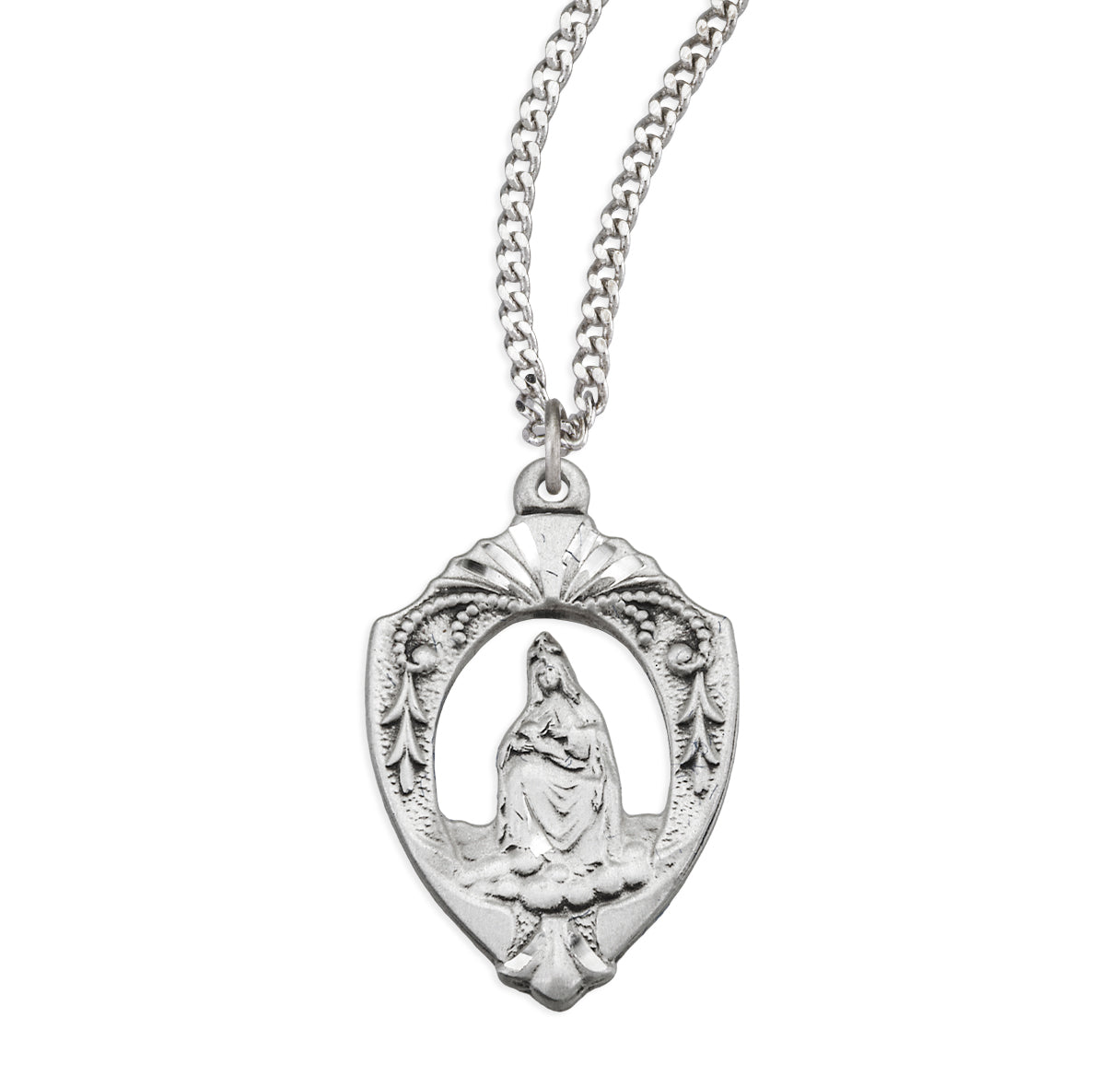 Our Lady of Laleche English Version Sterling Silver Medal Pendant with Chain | .925 Silver