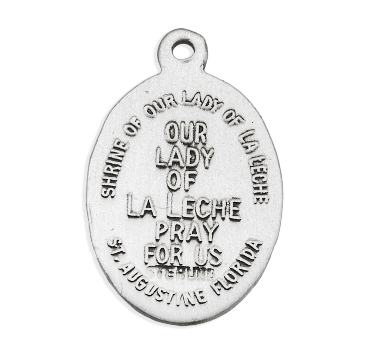 Our Lady of Laleche Oval English Version Sterling Silver Medal Pendant with Chain | .925 Silver