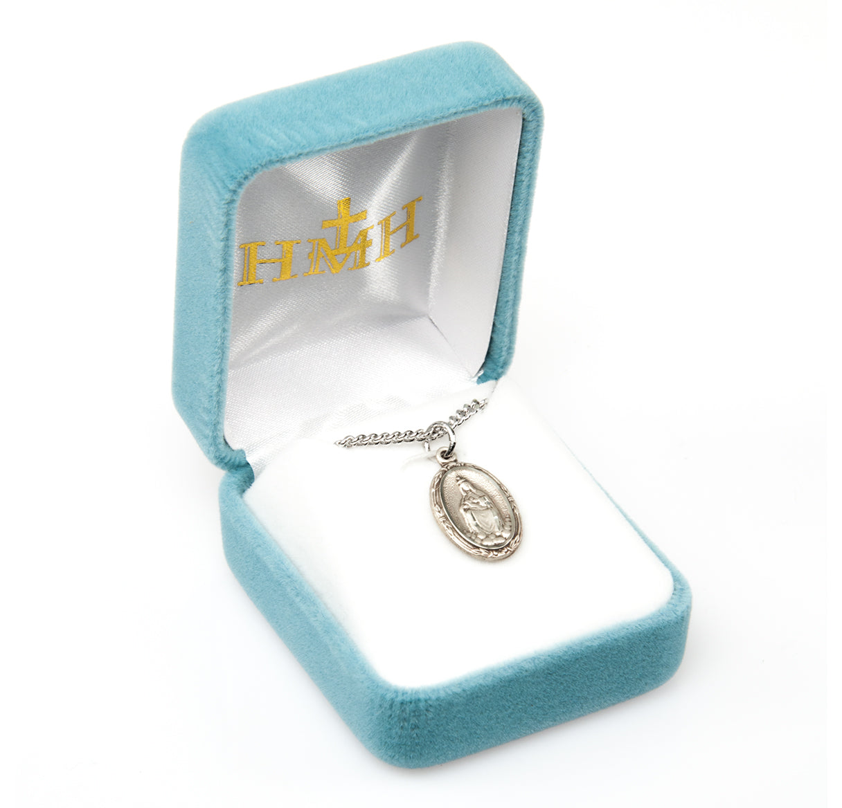 Our Lady of Laleche Oval English Version Sterling Silver Medal Pendant with Chain | .925 Silver