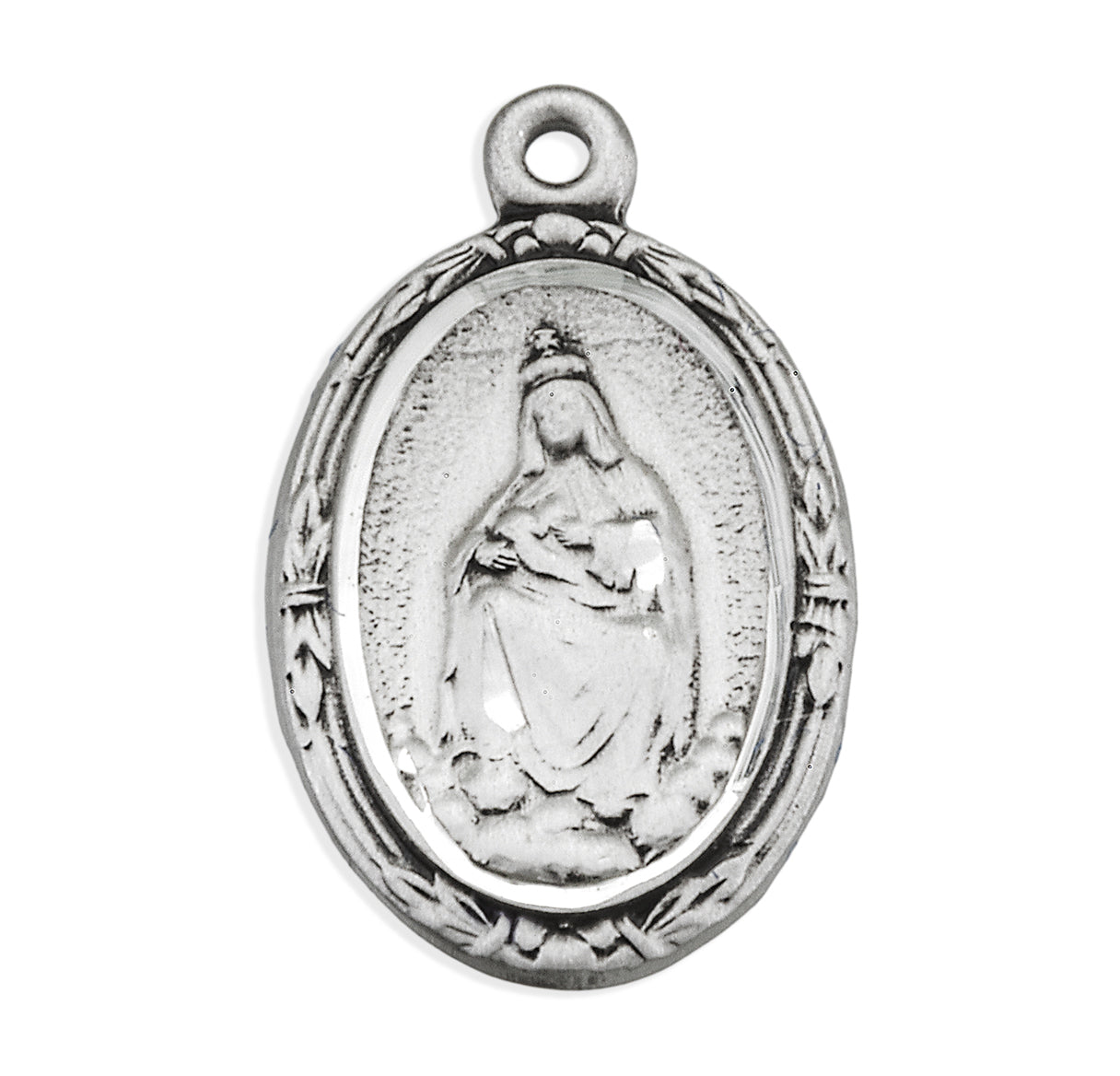 Our Lady of Laleche Oval English Version Sterling Silver Medal Pendant with Chain | .925 Silver