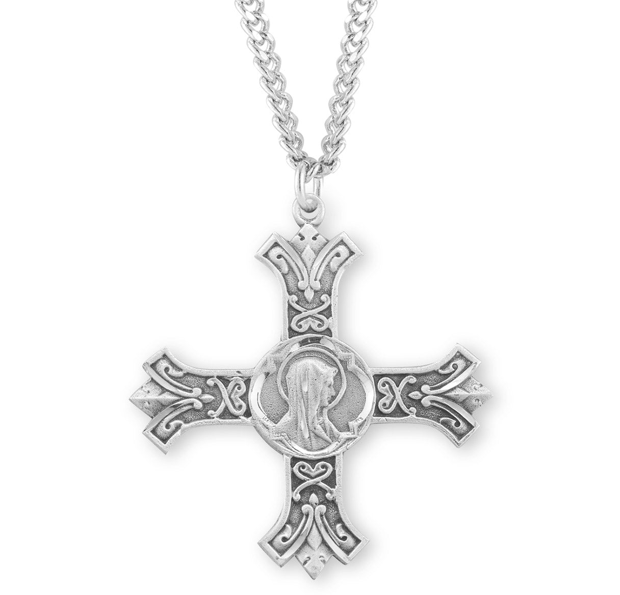 Sterling Silver Madonna Cross Necklace | .925 Silver