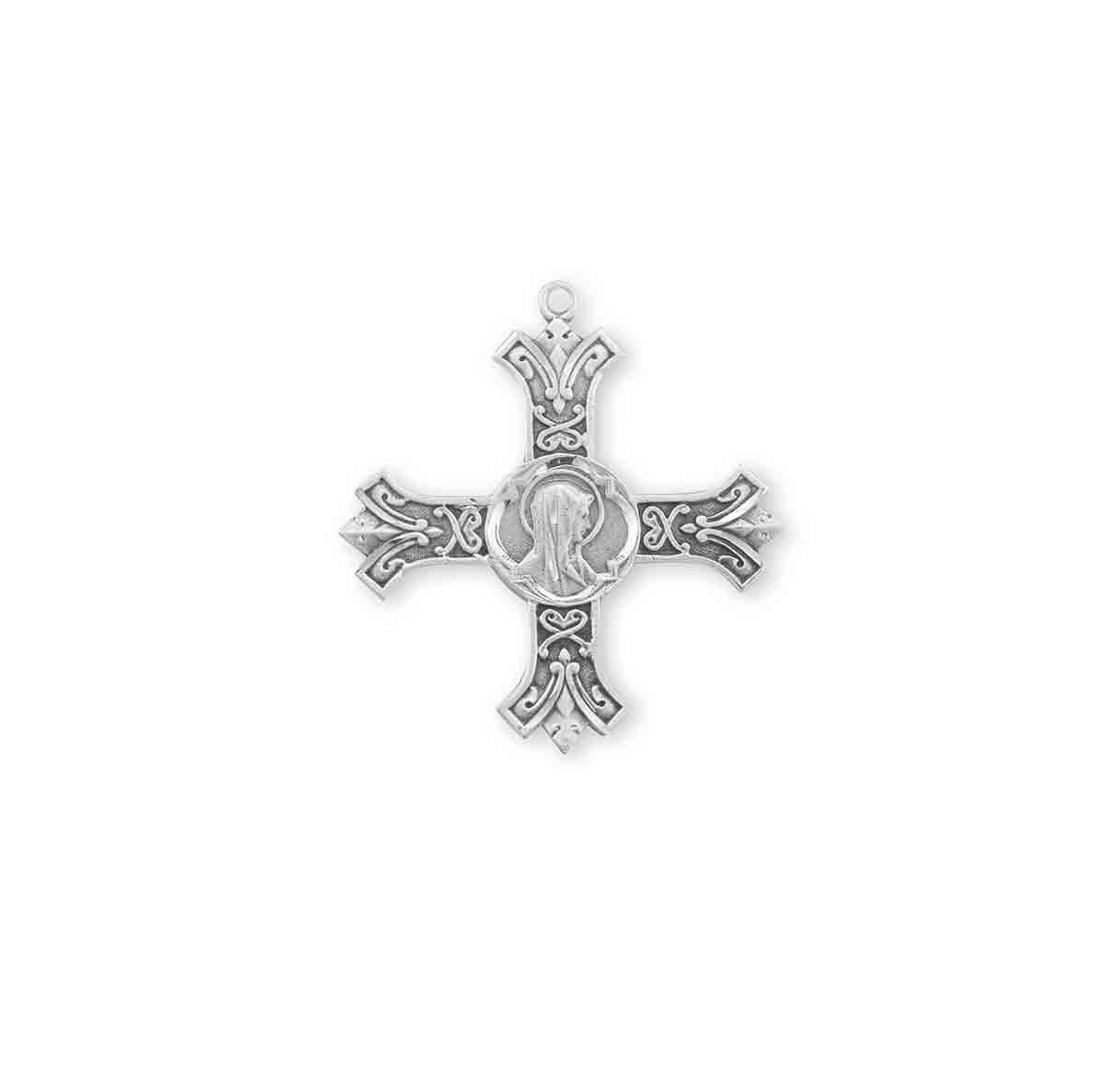 Sterling Silver Madonna Cross Necklace | .925 Silver