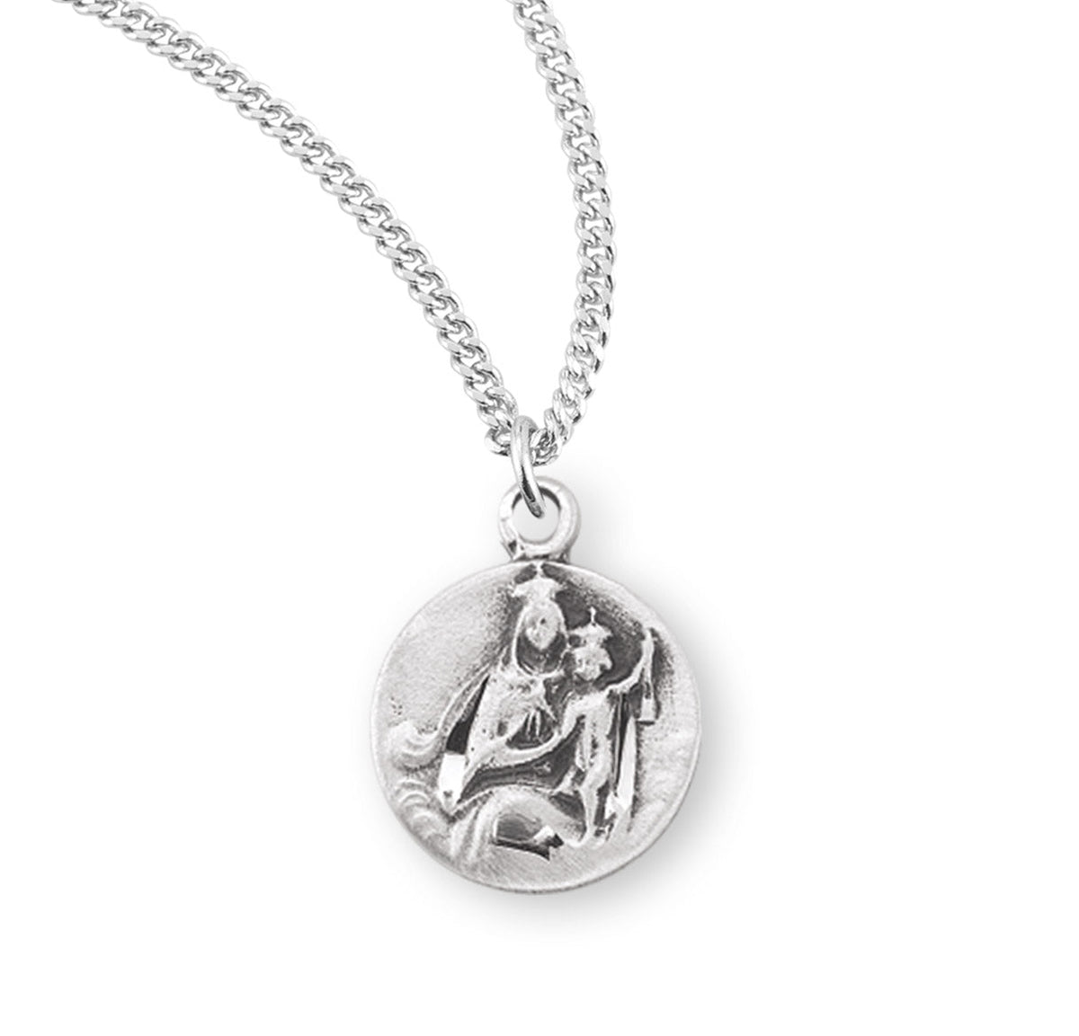 Sterling Silver Scapular Sacred Heart of Jesus Medal Pendant with Chai