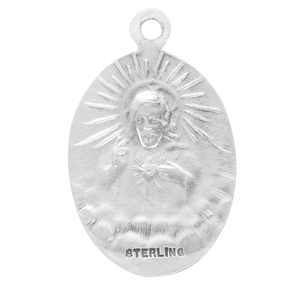 Immaculate Heart of Mary Oval Sterling Silver Medal Pendant with Chain | .925 Silver