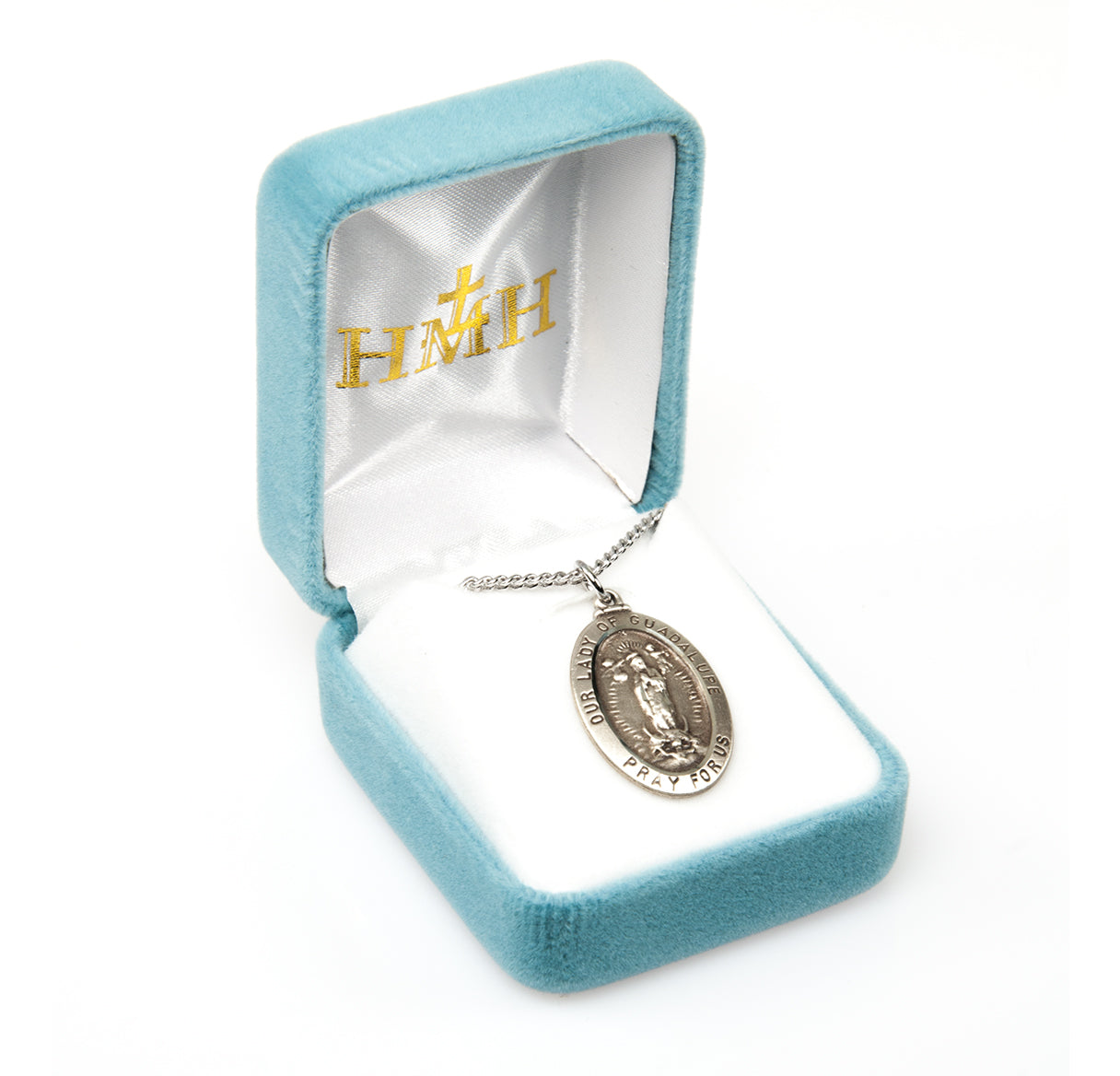 Our Lady of Guadalupe Oval Sterling Silver Medal Pendant with Chain | .925 Silver