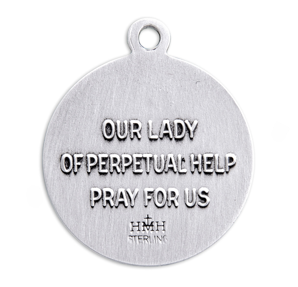 Our Lady of Perpetual Help Round Sterling Silver Medal Pendant with Chain | .925 Silver
