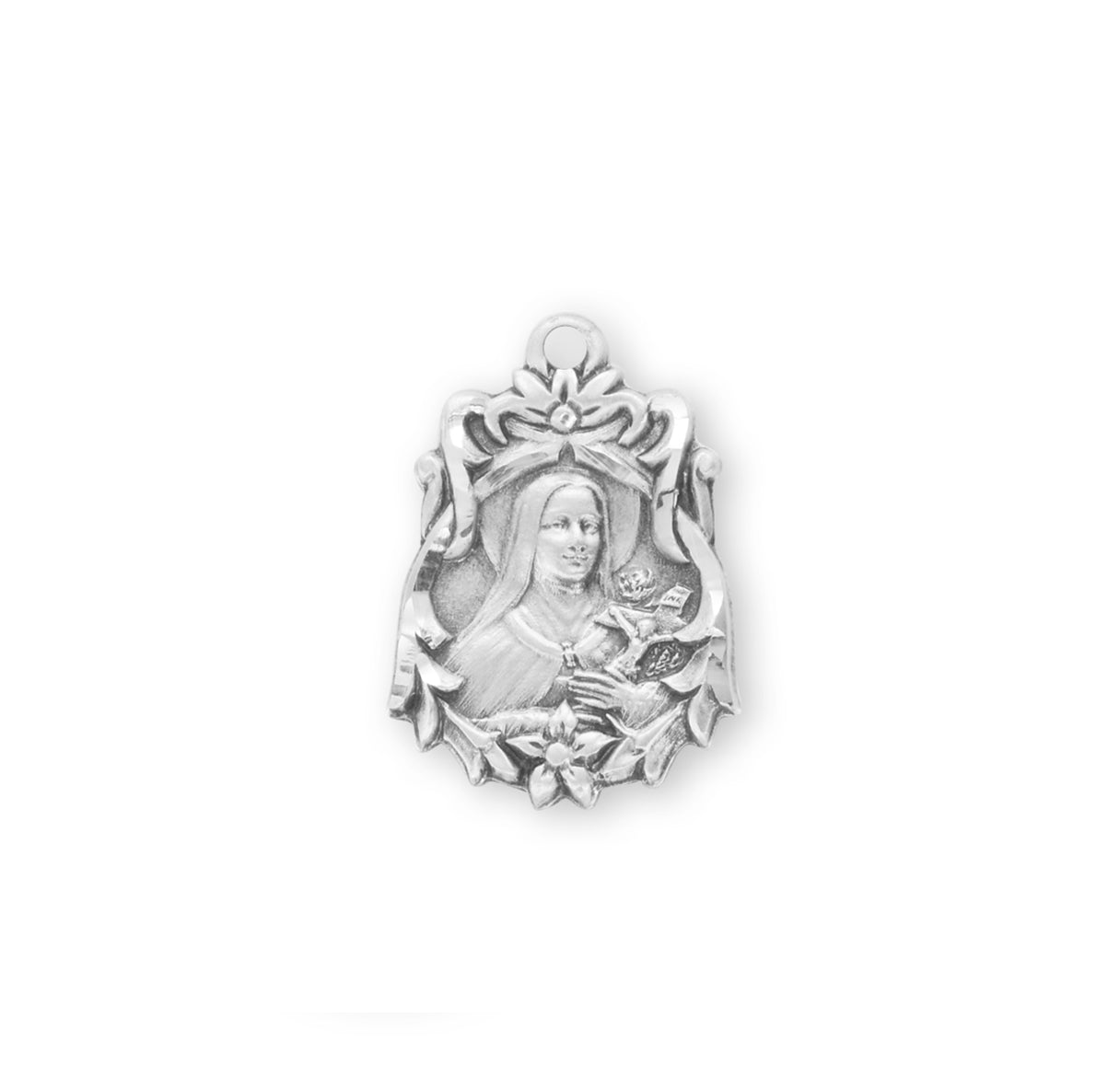Saint Therese of Lisieux Sterling Silver Medal Pendant with Chain | .925 Silver