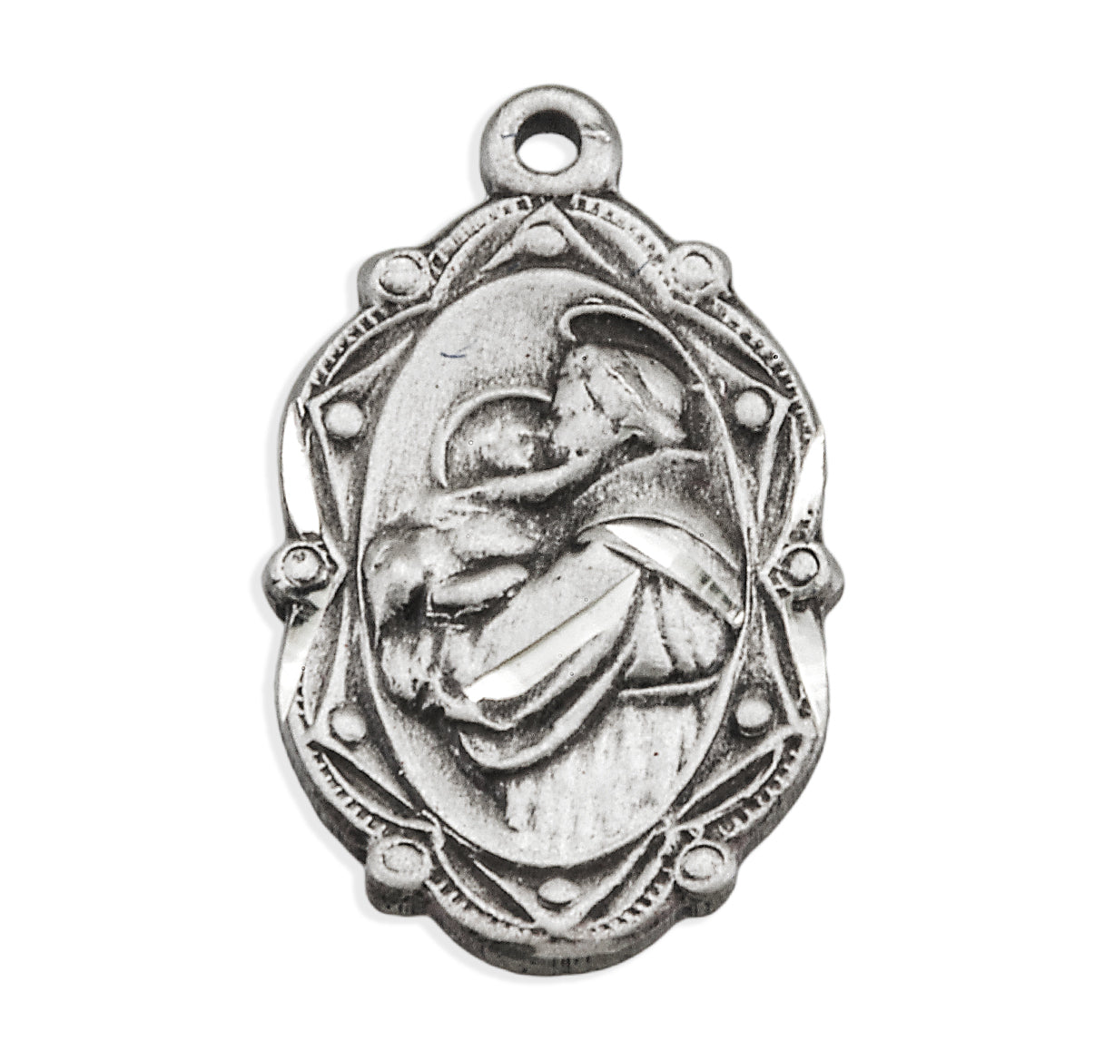 Saint Anthony Oval Sterling Silver Medal Pendant with Chain | .925 Silver