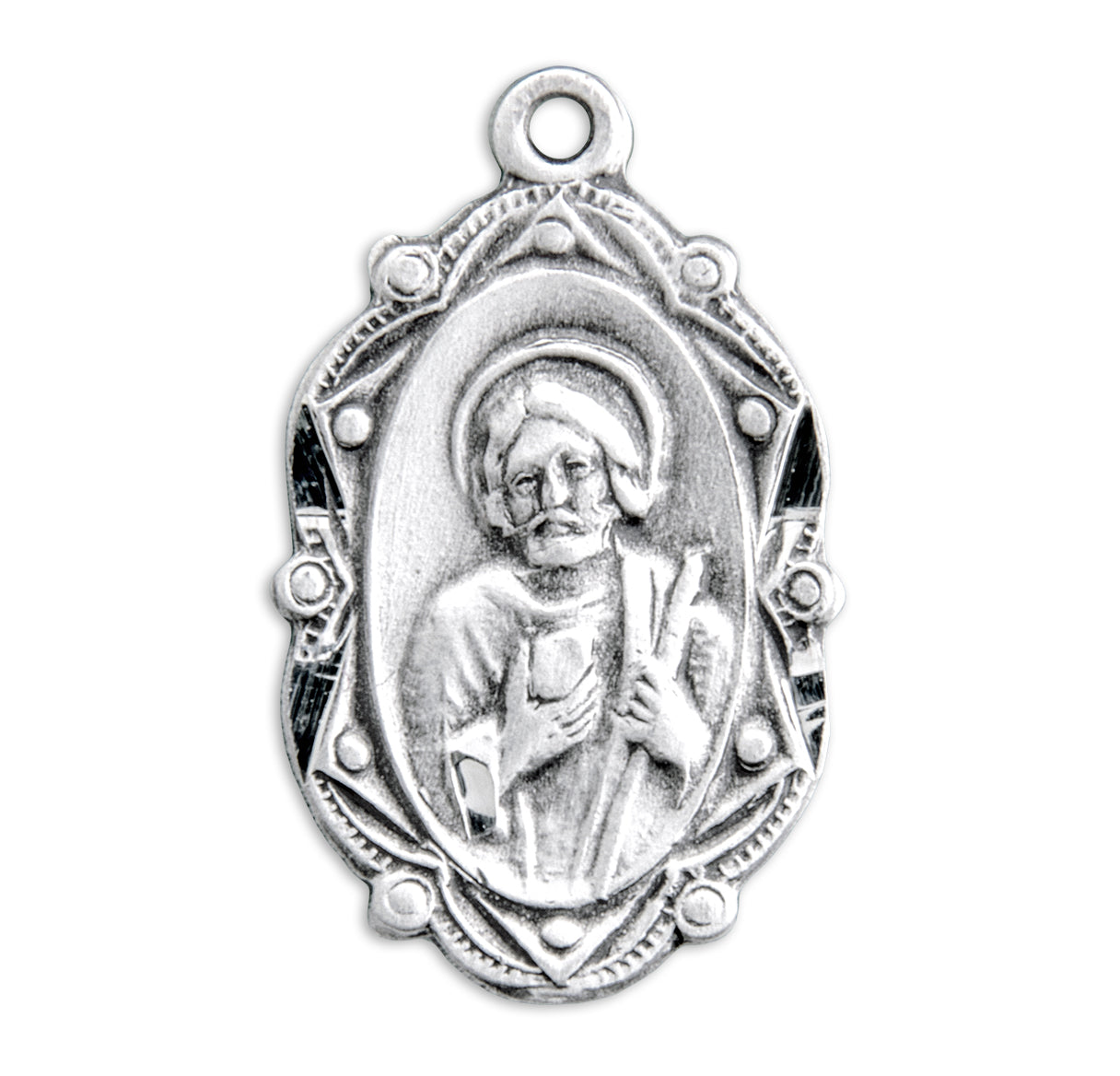 Saint Jude Oval Sterling Silver Medal Pendant with Chain | .925 Silver