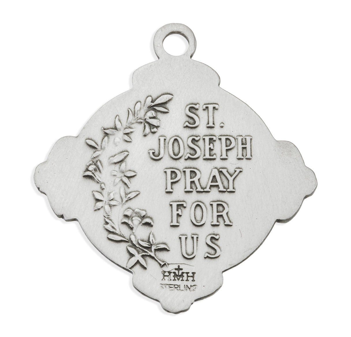Sterling Silver St. Joseph Cross Medal Pendant with Chain | .925 Silver