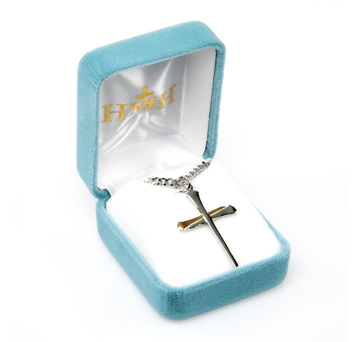 Two-Tone Sterling Silver Nail Cross Necklace | .925 Silver