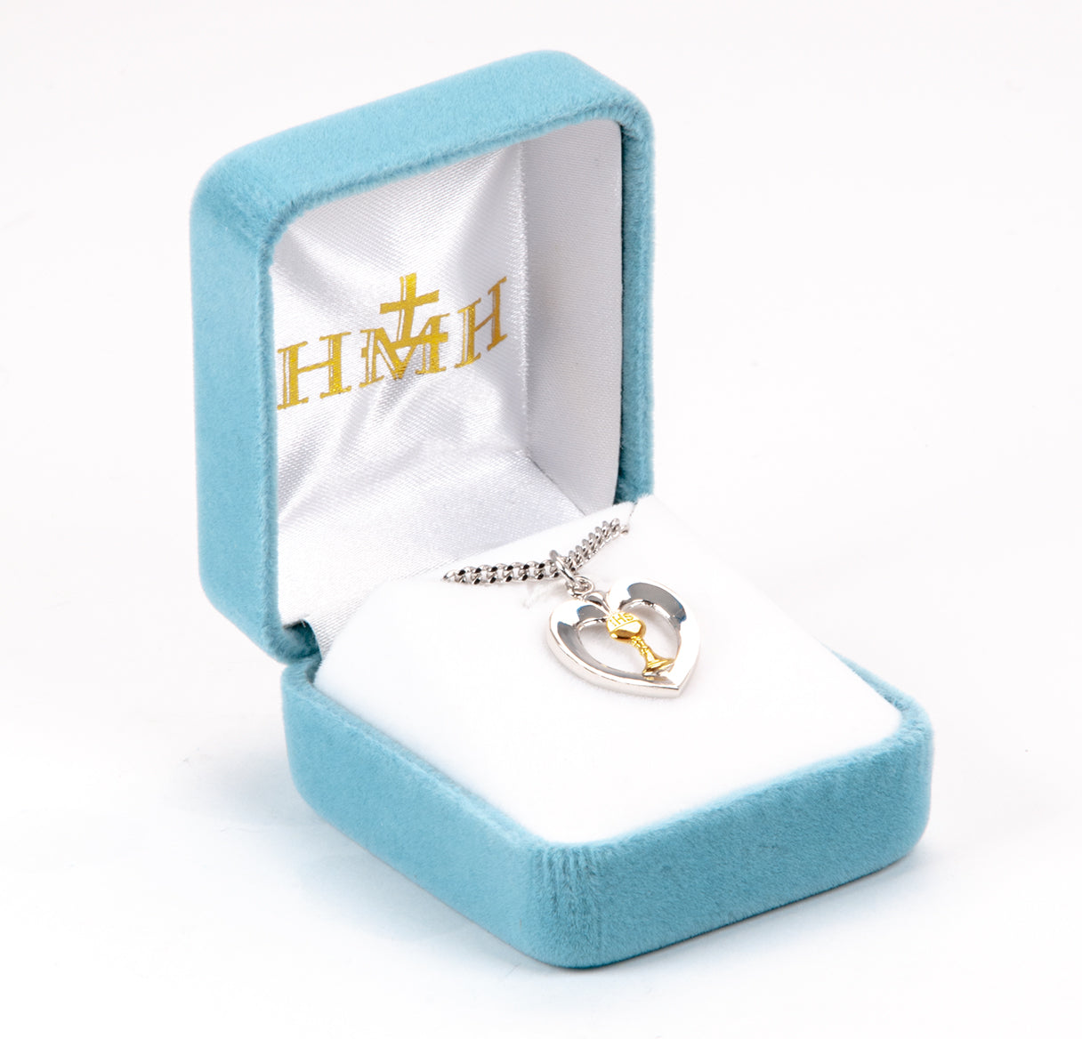 Two-Tone Sterling Silver Heart with a Chalice Necklace | .925 Silver