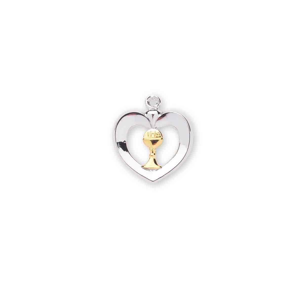 Two-Tone Sterling Silver Heart with a Chalice Necklace | .925 Silver