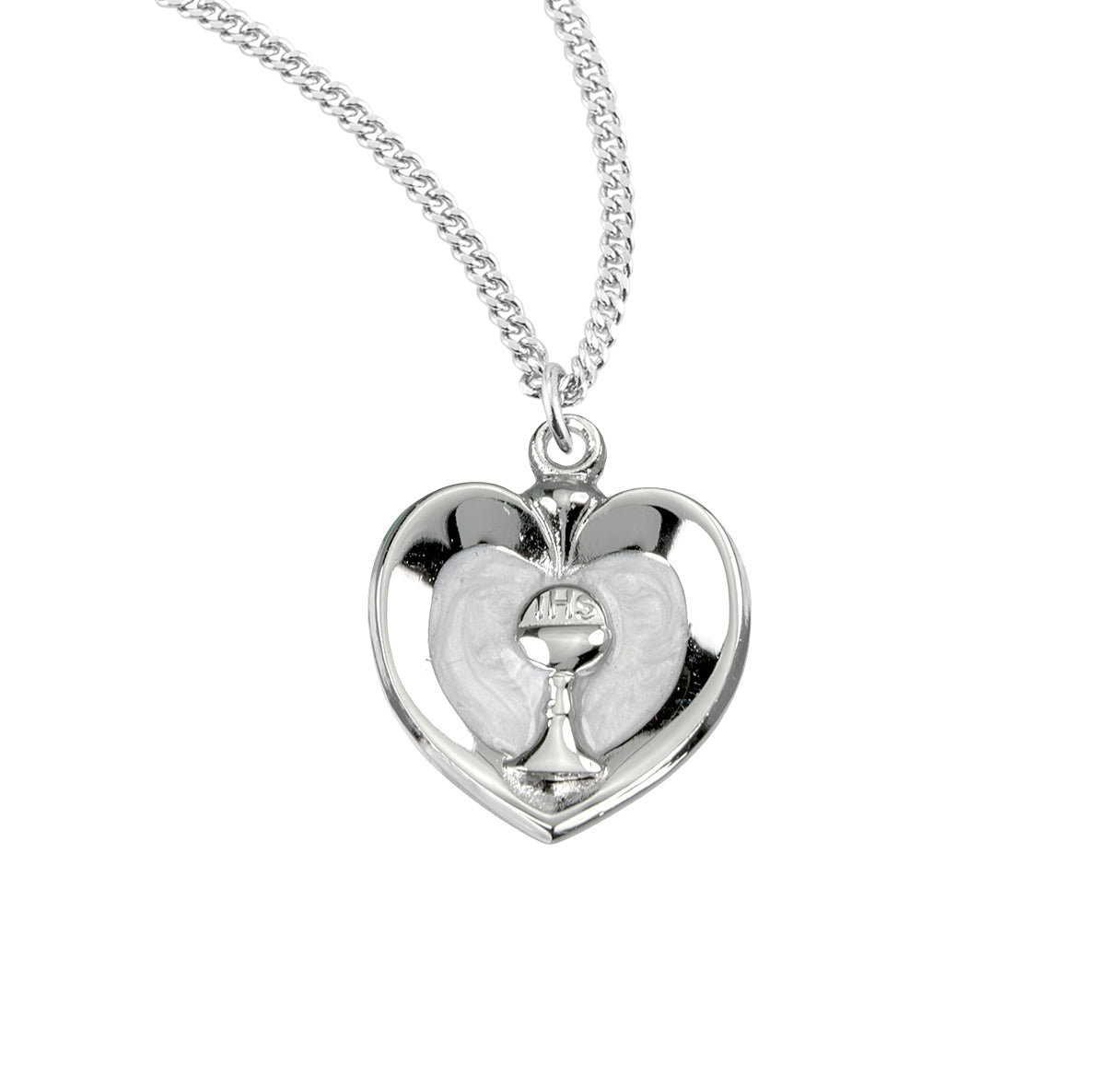 Sterling Silver White Heart with a Chalice Necklace | .925 Silver