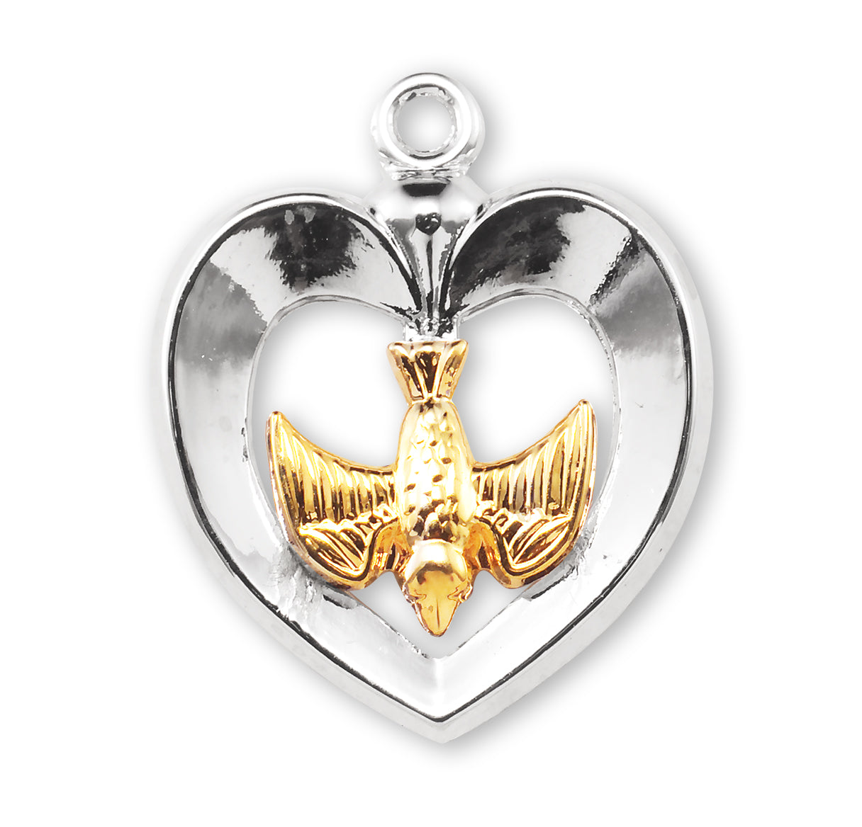 Holy Spirit Two-Tone Sterling Silver Medal Pendant with Chain | .925 Silver