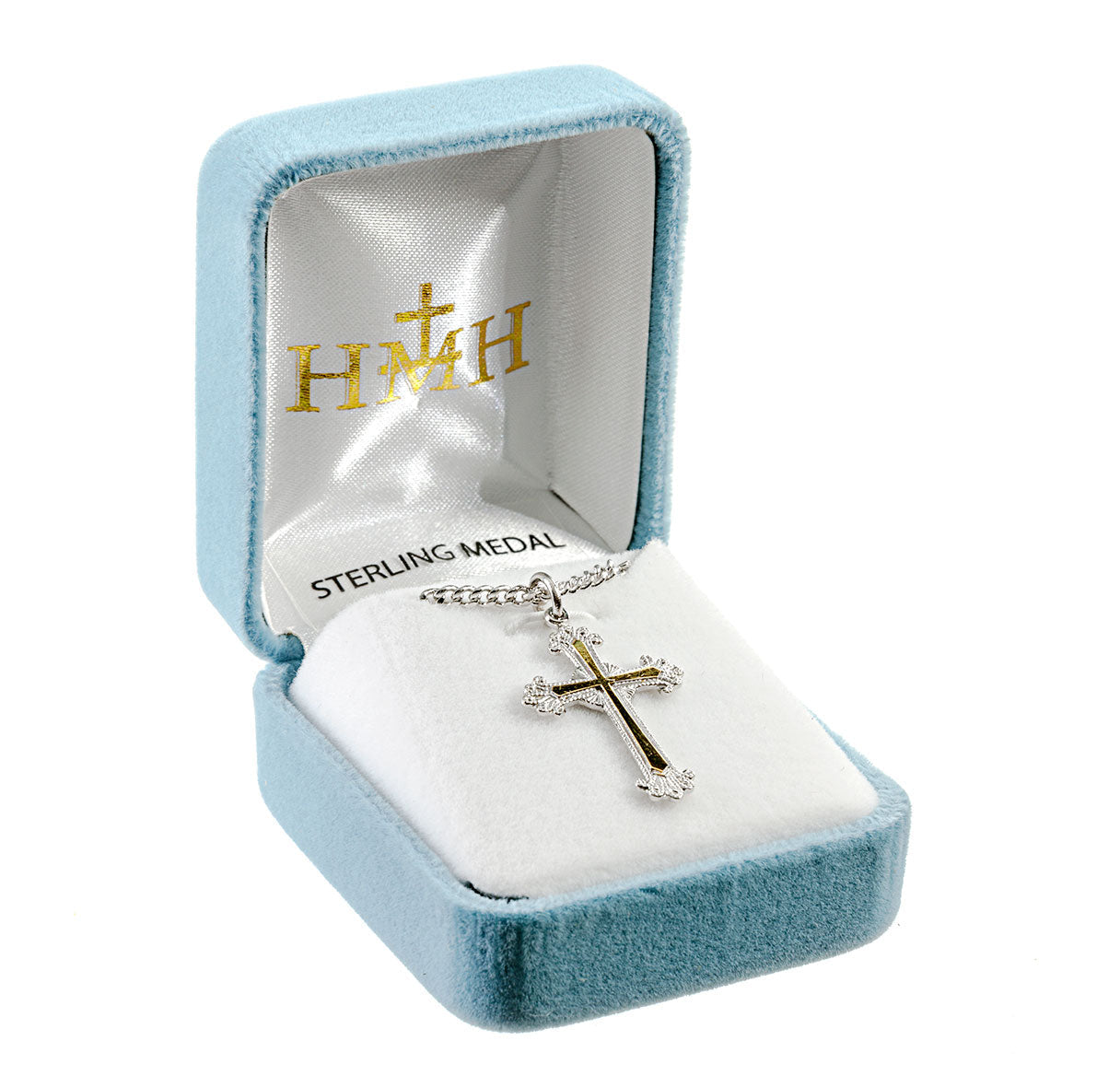 Two-Tone Sterling Silver Cross Necklace | .925 Silver