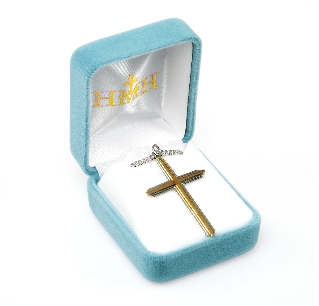 Two-Tone Sterling Silver Inlay Cross Necklace | .925 Silver