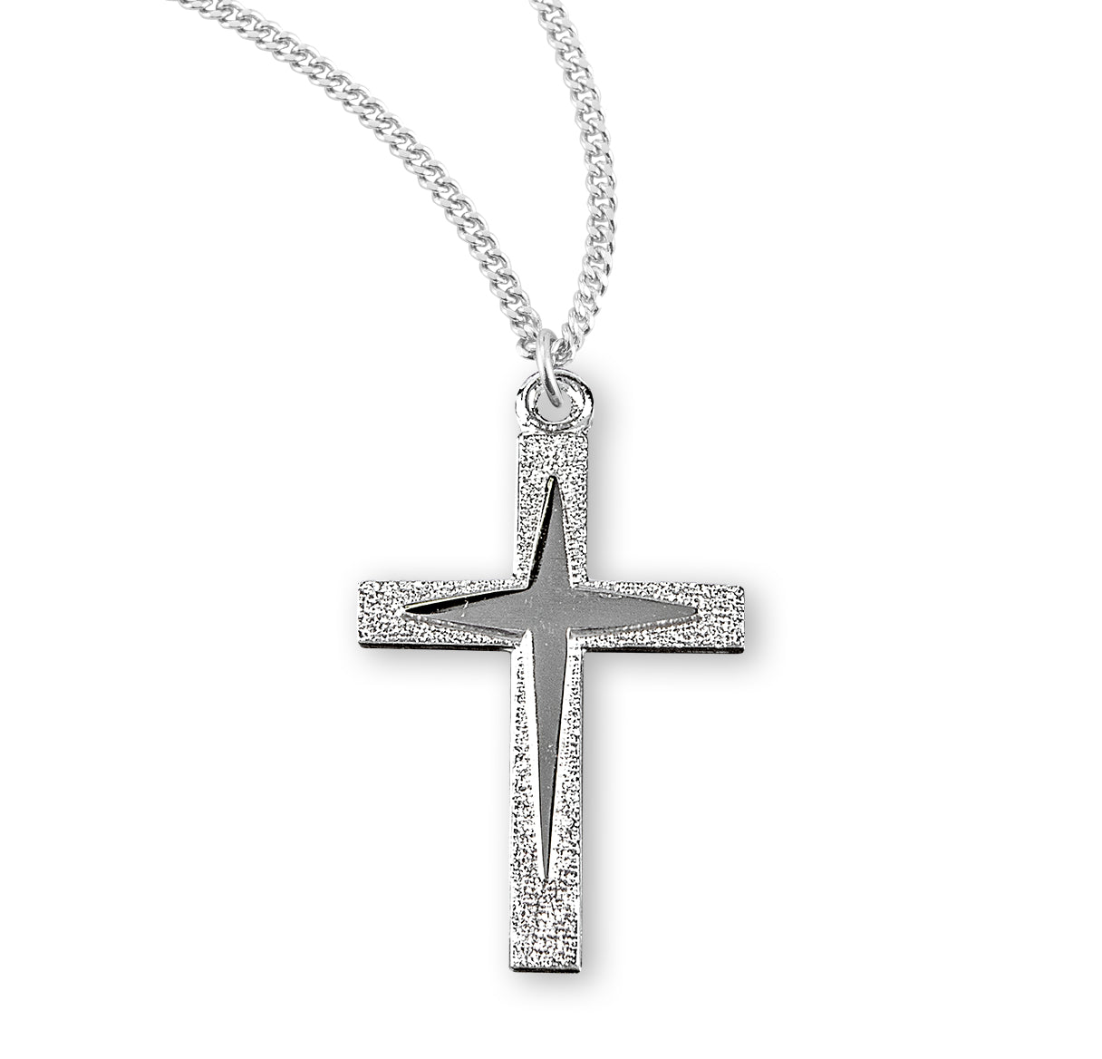 Sterling Silver Starburst Cross Necklace | .925 Silver