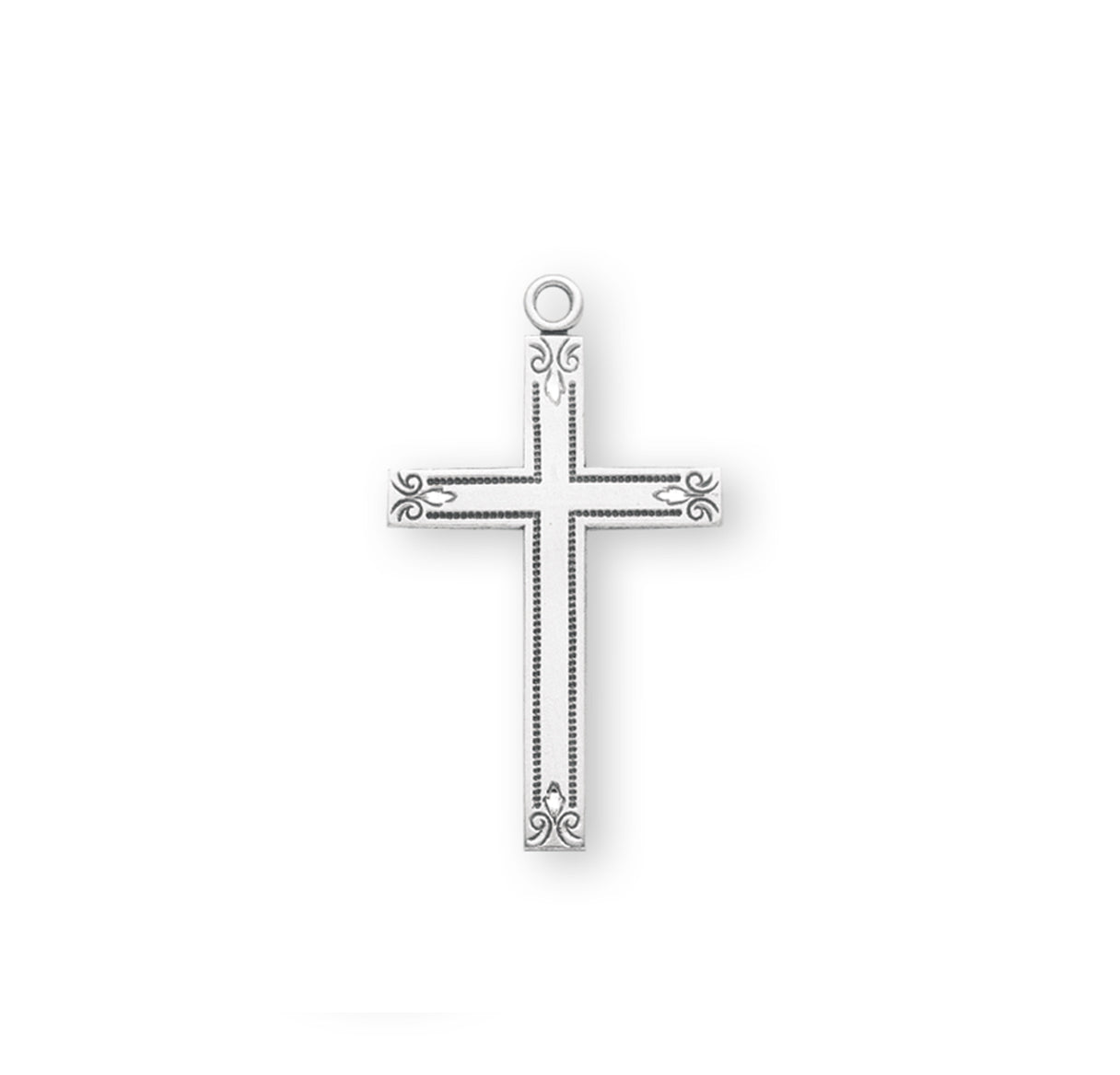 Sterling Silver Flower Tipped Cross Necklace | .925 Silver