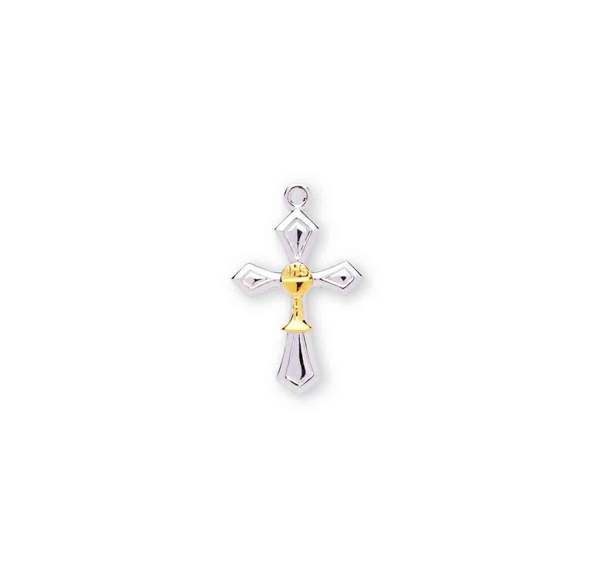 Two-Tone Sterling Silver Cross with a Chalice Necklace | .925 Silver