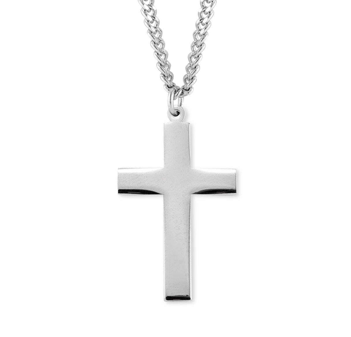 Sterling Silver High Polished Plain Cross Necklace | .925 Silver