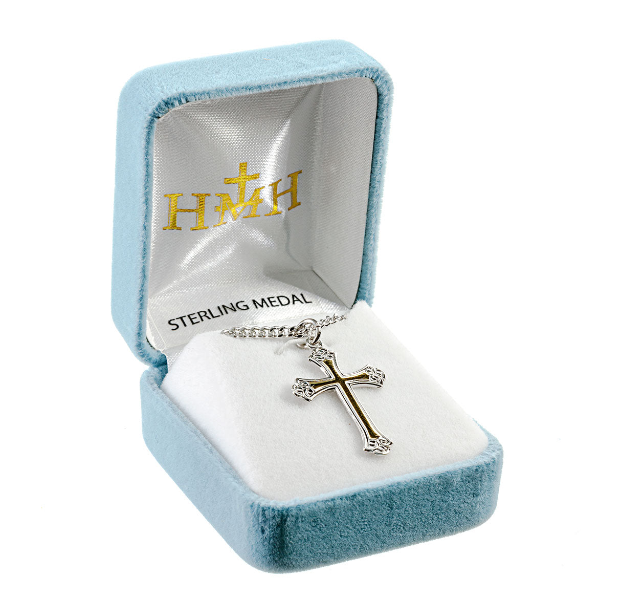 Two Tone Sterling Silver Cross Necklace | .925 Silver