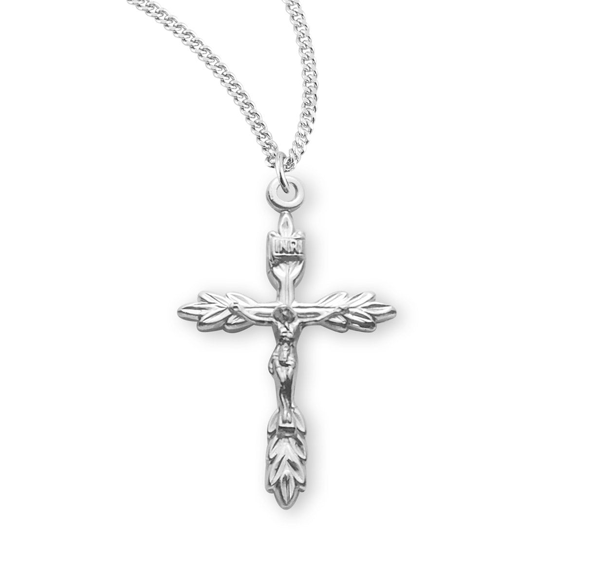Sterling Silver Wheat Crucifix Necklace | .925 Silver