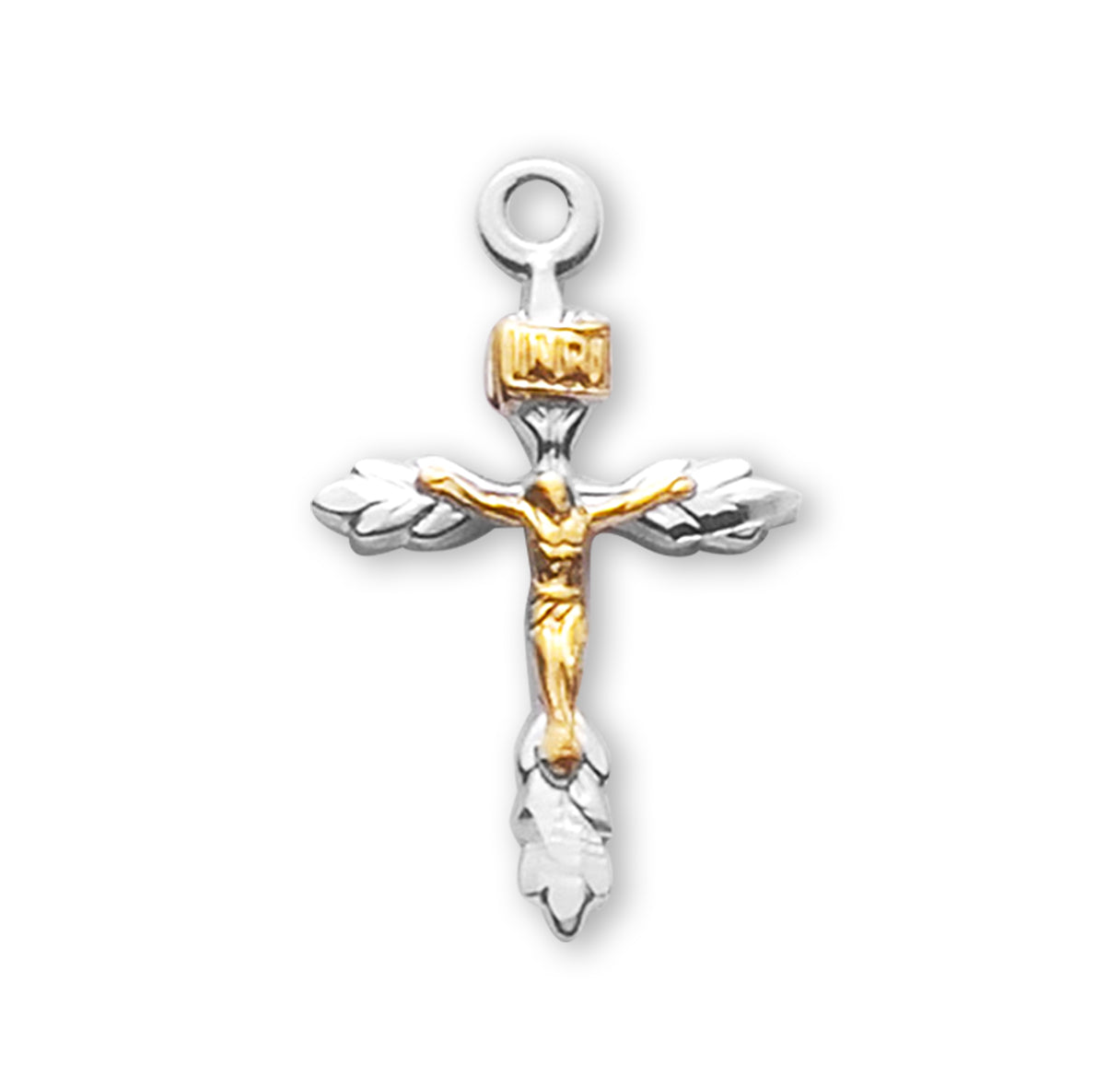Sterling Silver Two Toned Wheat Crucifix Necklace | .925 Silver