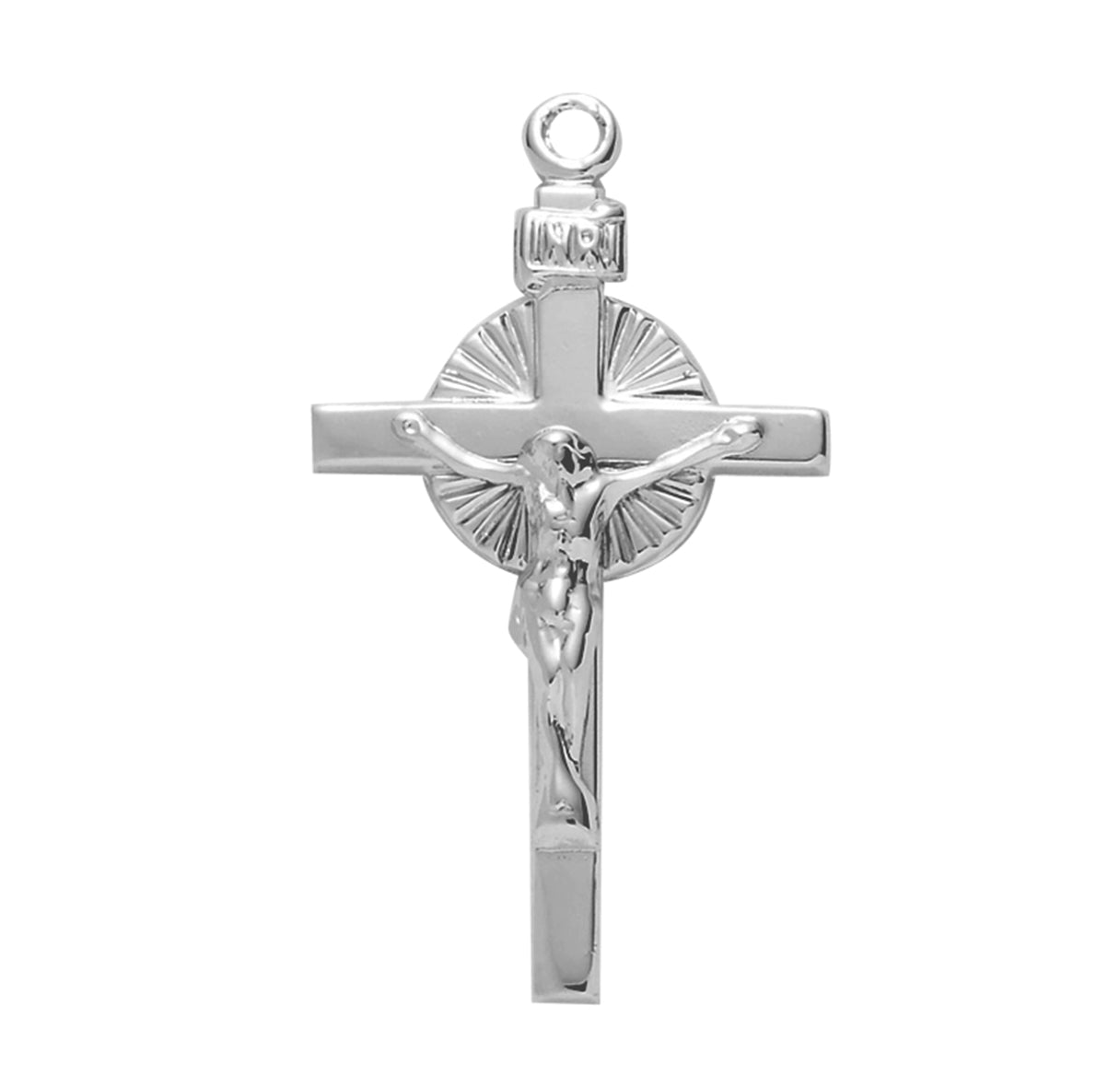 Sunburst Sterling Silver Crucifix Necklace | .925 Silver