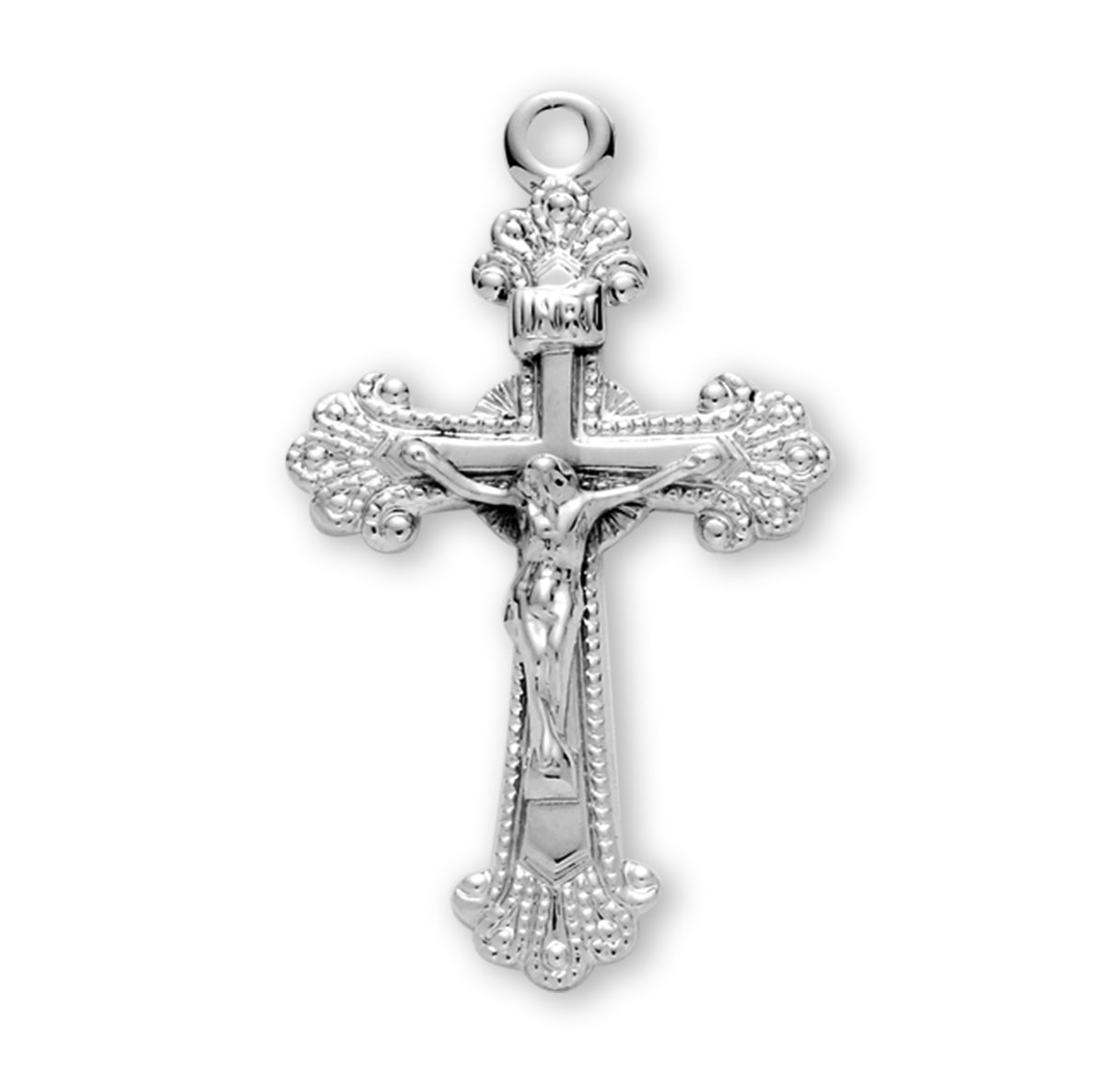 Fancy Engraved Sterling Silver Crucifix Necklace | .925 Silver