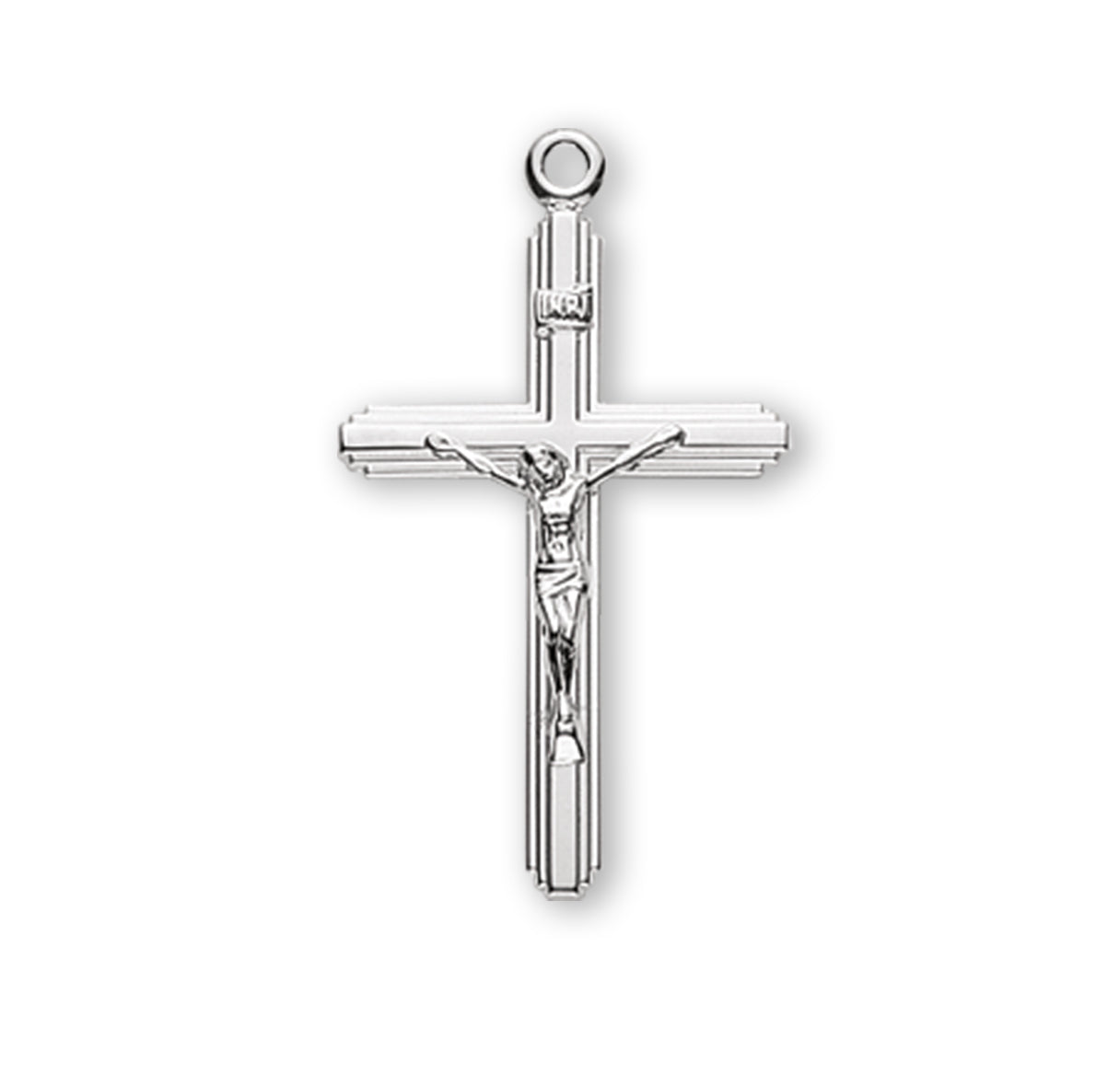 Stream Lined Sterling Silver Crucifix Necklace | .925 Silver