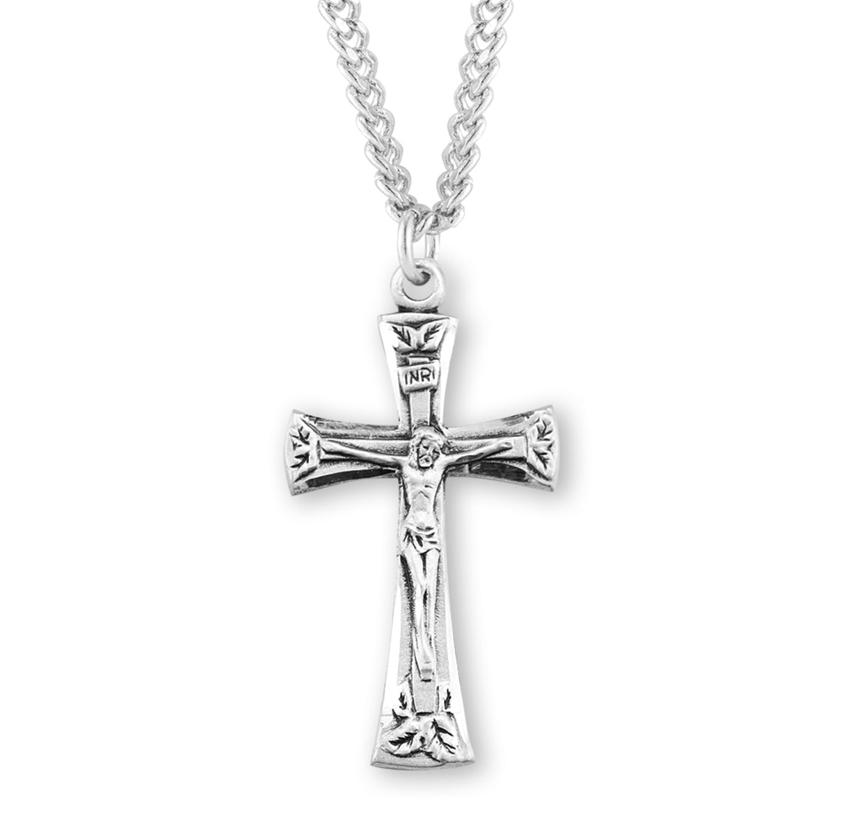 Flare Tipped Sterling Silver Crucifix Necklace | .925 Silver