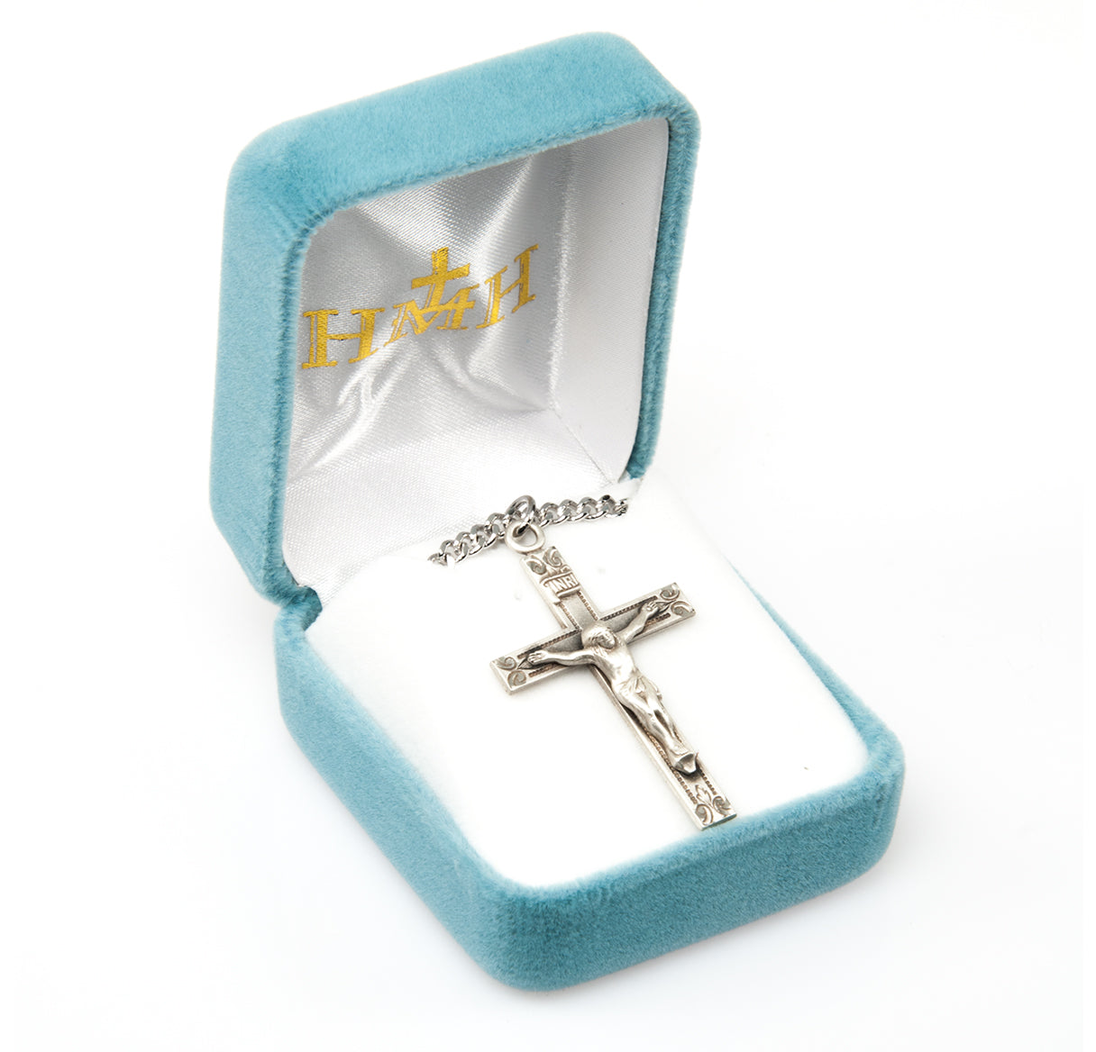 Swirl Design Sterling Silver Crucifix Necklace | .925 Silver