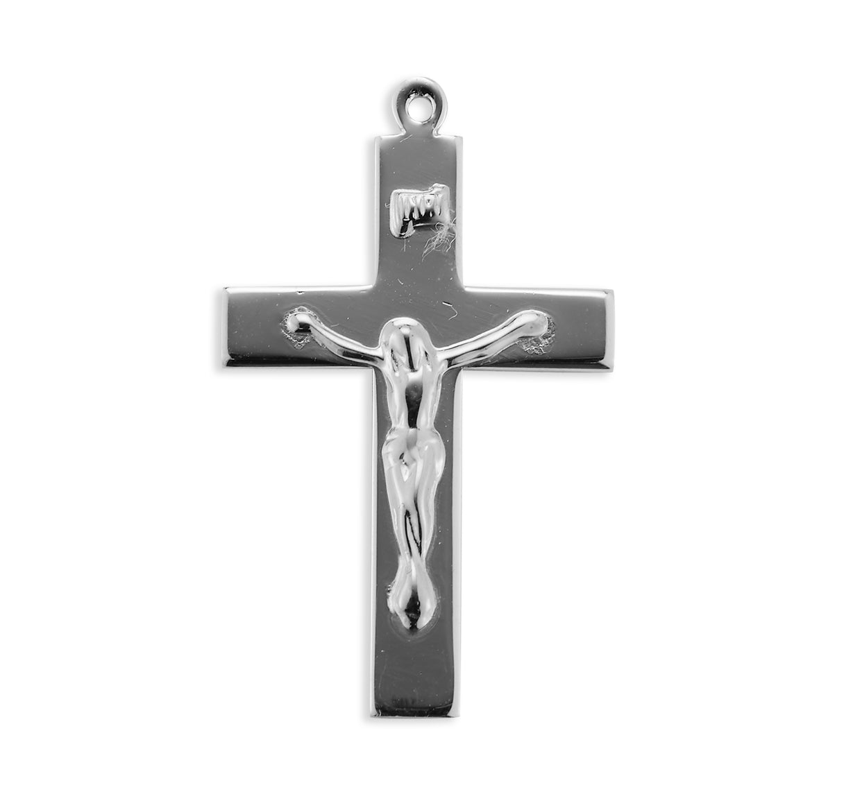 Sterling Silver High-Polished Rhodium Plated Crucifix Necklace | .925 Silver