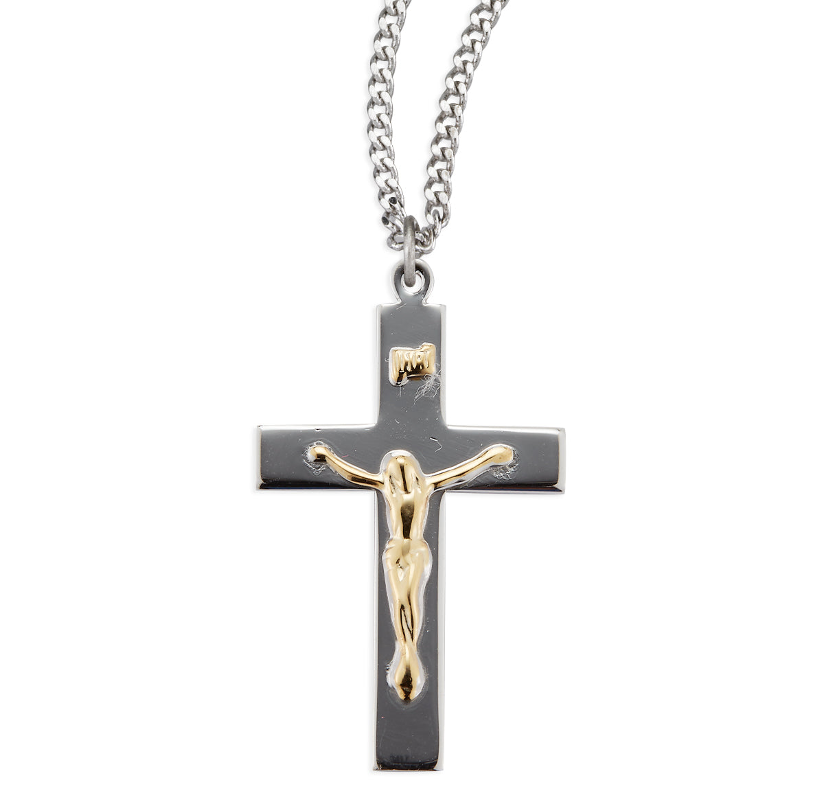 Sterling Silver Two-Tone Crucifix with Gold Plated Corpus Necklace | .925 Silver