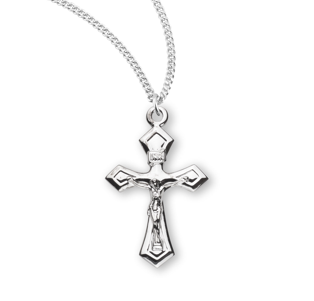 Pointed Tapered Sterling Silver Crucifix Necklace | .925 Silver