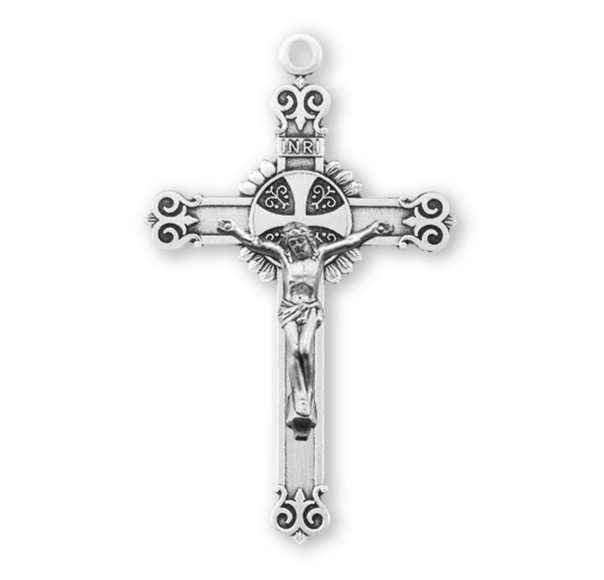 Sterling Silver Swirl Tip Crucifix Necklace | .925 Silver