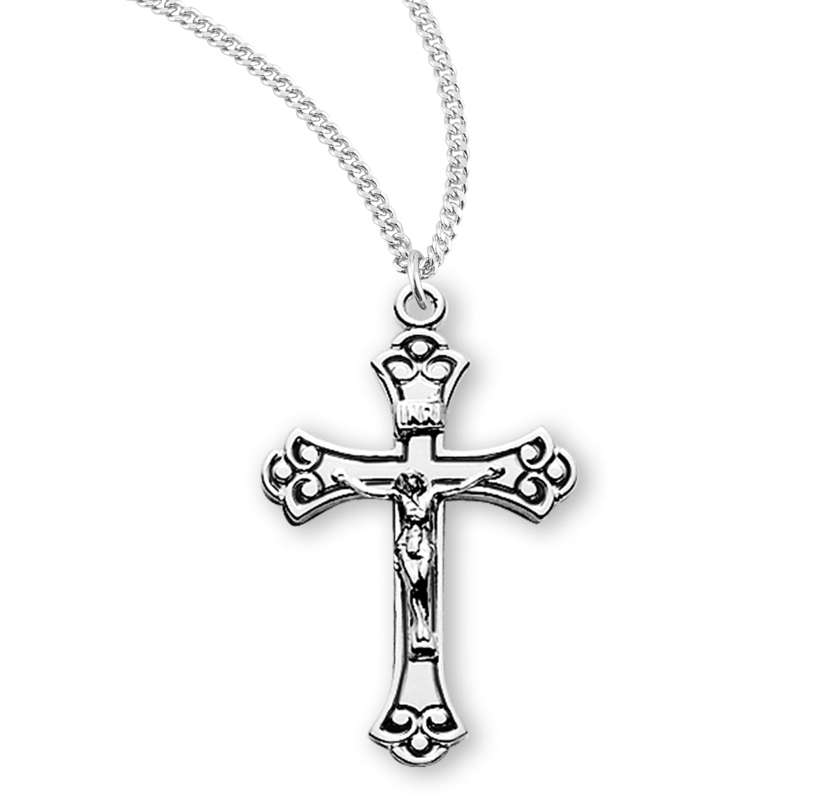 Sterling Silver Black Enameled Crucifix Necklace | .925 Silver