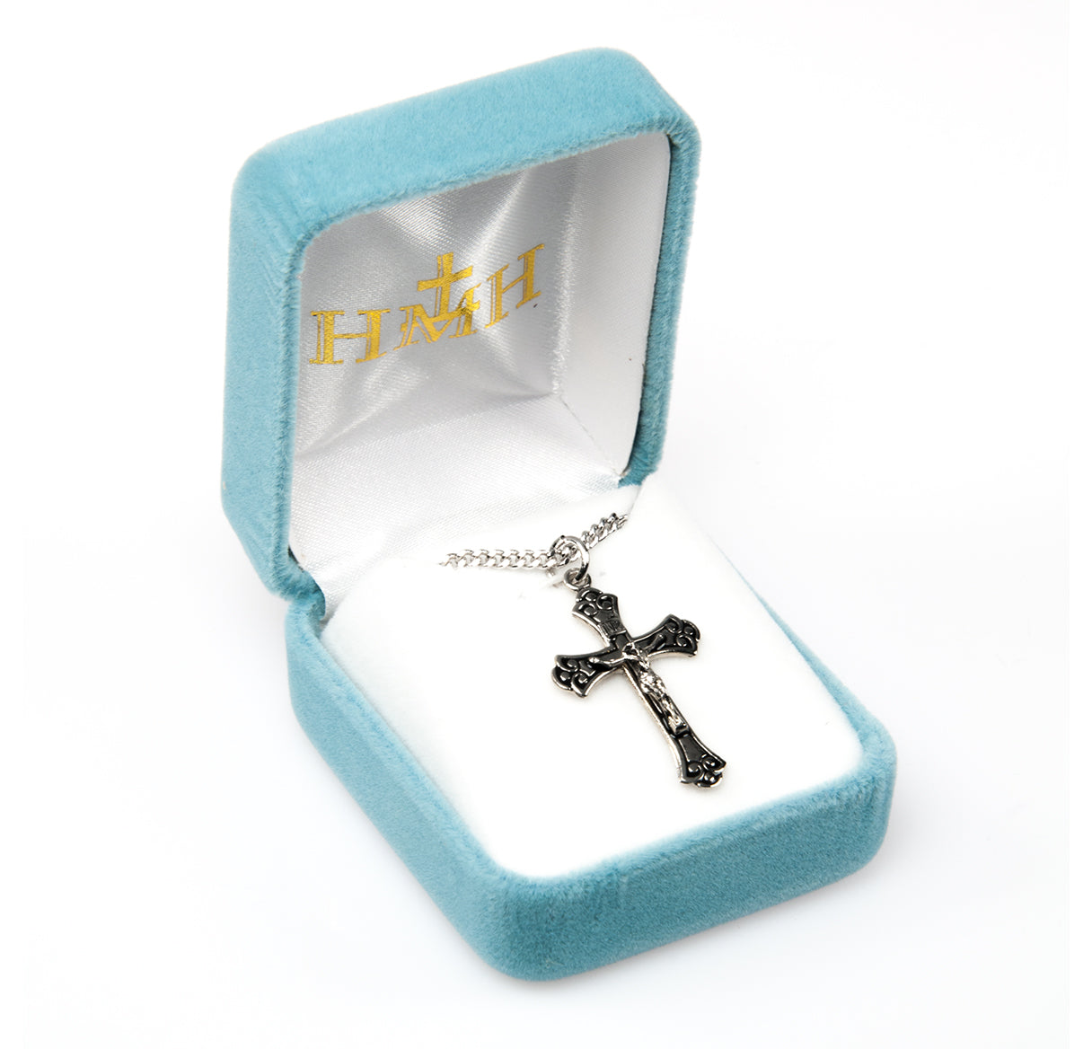 Sterling Silver Black Enameled Crucifix Necklace | .925 Silver