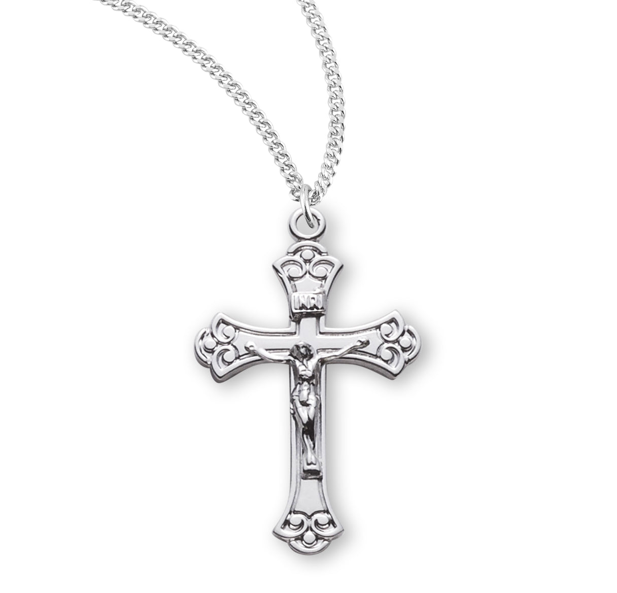 Swirled Sterling Silver Crucifix Necklace | .925 Silver
